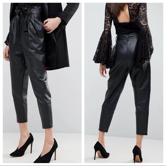 ASOS Leather Paperbag High Waist Pant - Picture 3 of 11